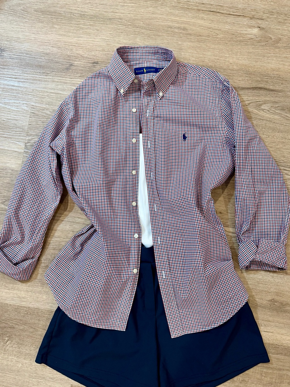 Ralph Lauren | Classic Fit | Red + Navy Plaid Button-Down Shirt | M